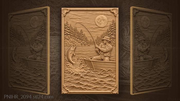 Casting a line under full moon 3d STL model