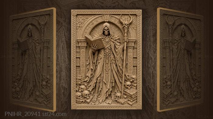 Sorcerer with book and horned crown 3d STL model