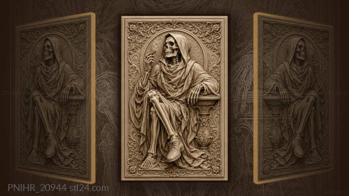 Hooded skull with lit cigar 3d STL model