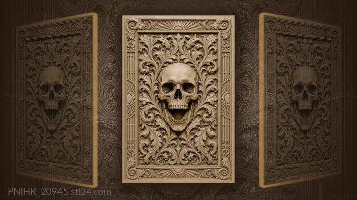 Skull among leaves beneath sun rays 3d STL model
