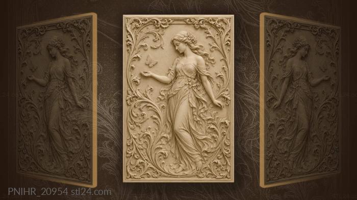 Graceful lady with floating butterfly 3d STL model