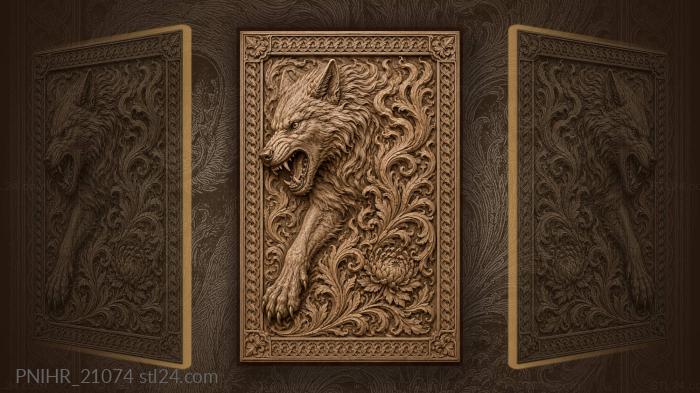 Beast raising a paw among fiery blossoms 3d STL model