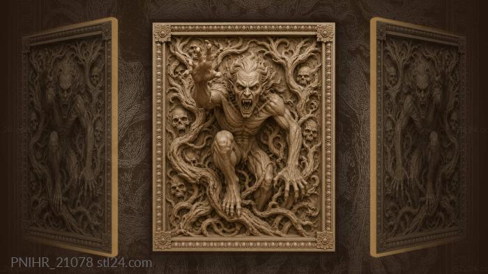 Monstrous figure among twisted branches 3d STL model