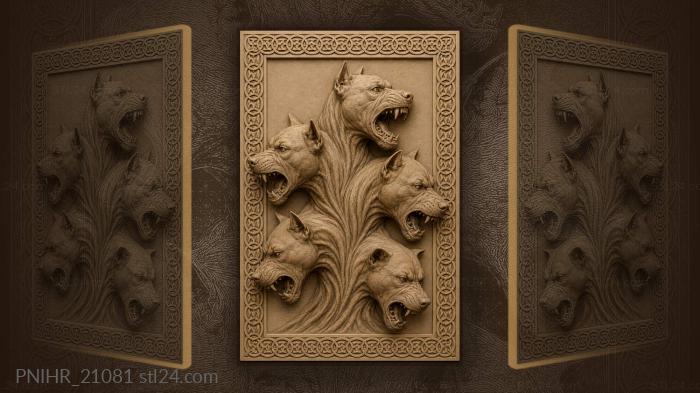 Five headed dog monstrous guardian 3d STL model