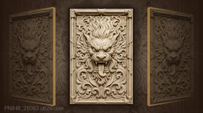 Beast sticking out its tongue amid flames 3d STL model