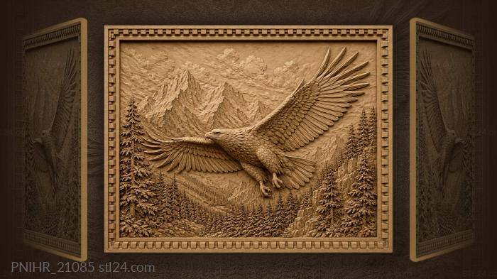 Eagle flying along a forested ridge 3d STL model