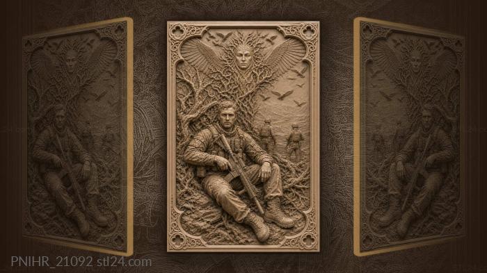 Warrior watched by ancient spirit 3d STL model
