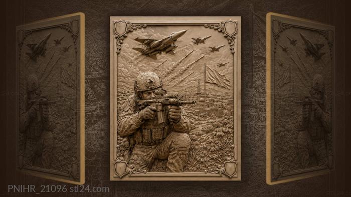 Camouflaged man under jet squadron 3d STL model
