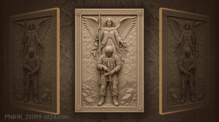 Angel watches over weary soldier 3d STL model