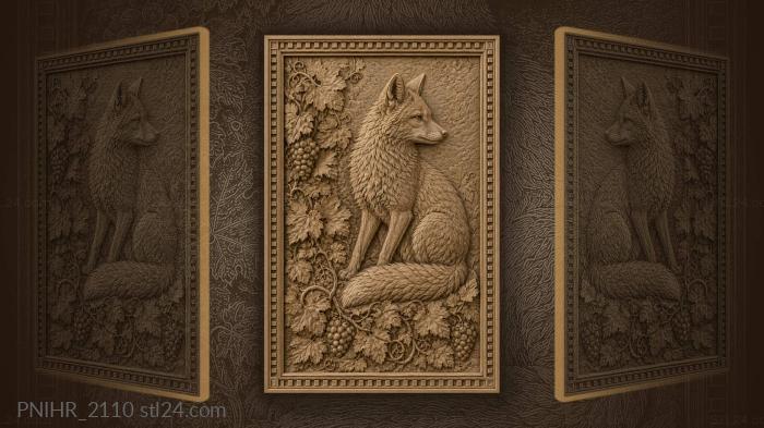 Fox curled among grape vines 3d STL model