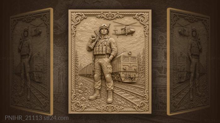 Soldier train and distant helicopter 3d STL model