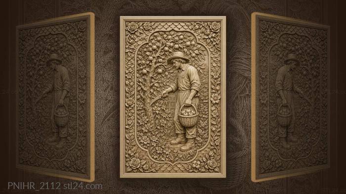 Apple tree and caring gardener 3d STL model