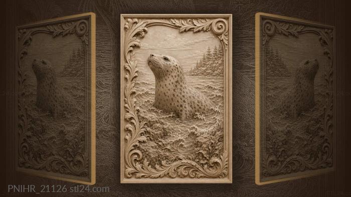 Seal rising from ocean waves 3d STL model