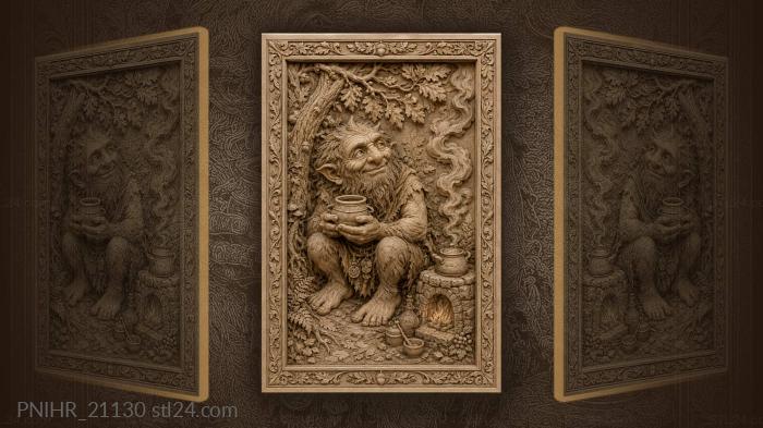 Little house sprite with pot by stone stove 3d STL model