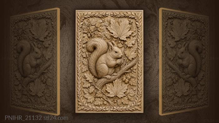 Squirrel among autumn leaves wreath 3d STL model