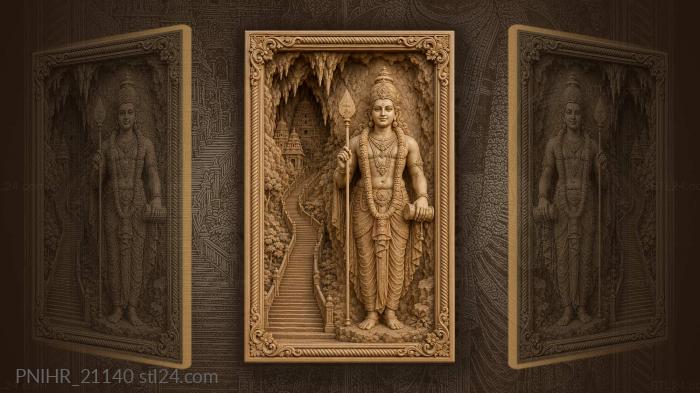Murugan with cave temple staircase 3d STL model