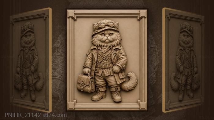 Steampunk cat explorer curious adventurer 3d STL model