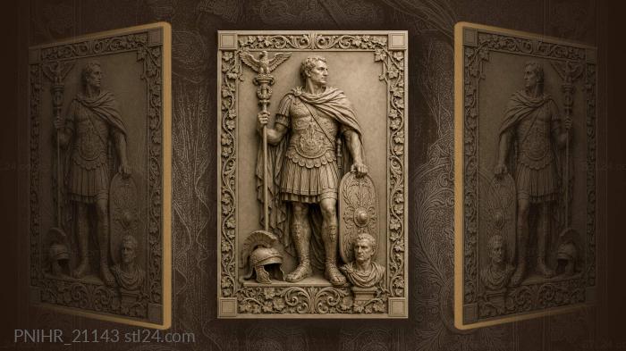 Roman commander with eagle and shield 3d STL model