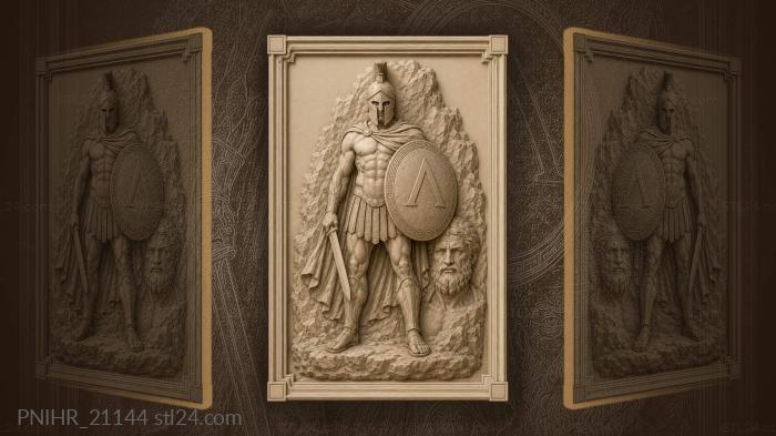 Leonidas warrior with lambda shield 3d STL model