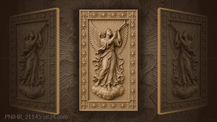 Trumpeter angel standing on a cloud 3d STL model