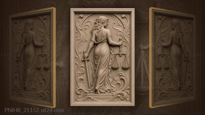 Justice blindfolded with sword and scales 3d STL model
