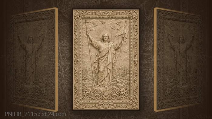 Christ welcomes with staff and flag 3d STL model