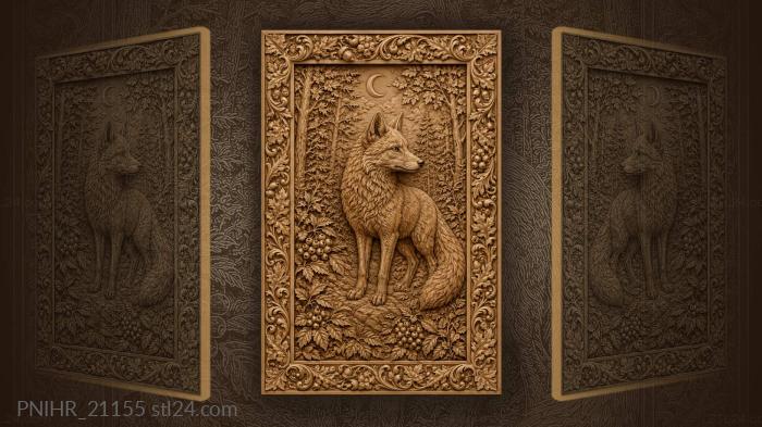 Forest fox under crescent moon 3d STL model
