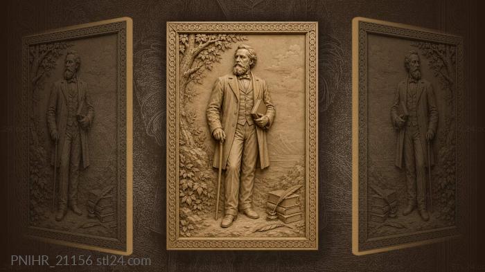 Gentleman with cane and book · Edgar Allan Poe 3d STL model