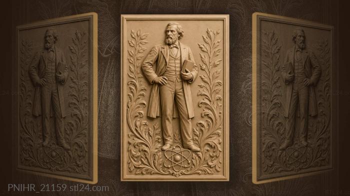 Bearded man above an atom symbol · Johannes Brahms 3d STL model