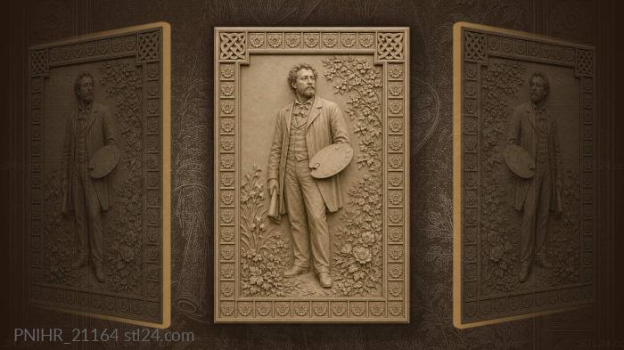 Konstantin Korovin with a palette among flowers · James McNeill Whistler 3d STL model