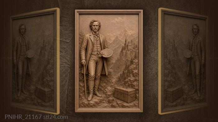 Caspar David Friedrich by a mountain castle 3d STL model