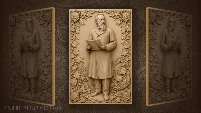 Nikolai Rimsky-Korsakov holding sheet music · Johannes Brahms 3d STL model