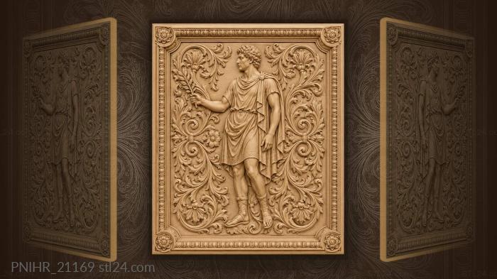 Standing figure with branch among scrolls 3d STL model