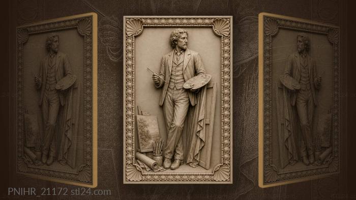 Ilya Repin painting at his easel 3d STL model