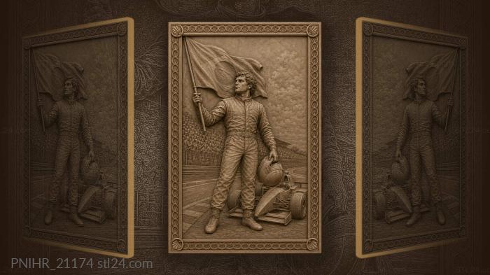 Ayrton Senna with the Brazilian flag 3d STL model