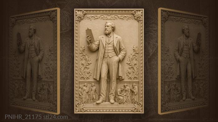 Jan Amos Comenius with a book before pupils 3d STL model