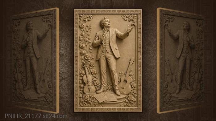 Frank Sinatra singing among roses and instruments 3d STL model