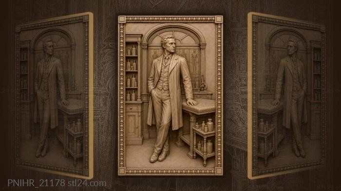 Louis Pasteur in the laboratory with a microscope 3d STL model