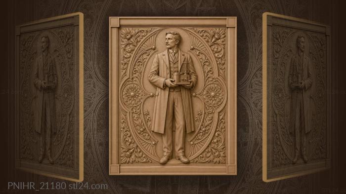 Alexander Graham Bell with an early telephone · Nikola Tesla 3d STL model