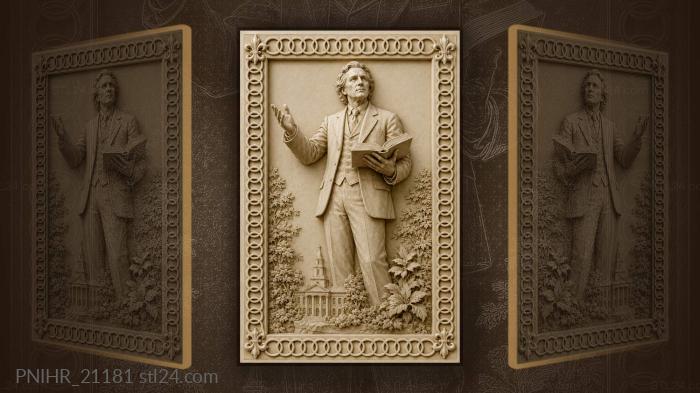 Ralph Waldo Emerson giving a speech with a book · Benjamin Franklin 3d STL model