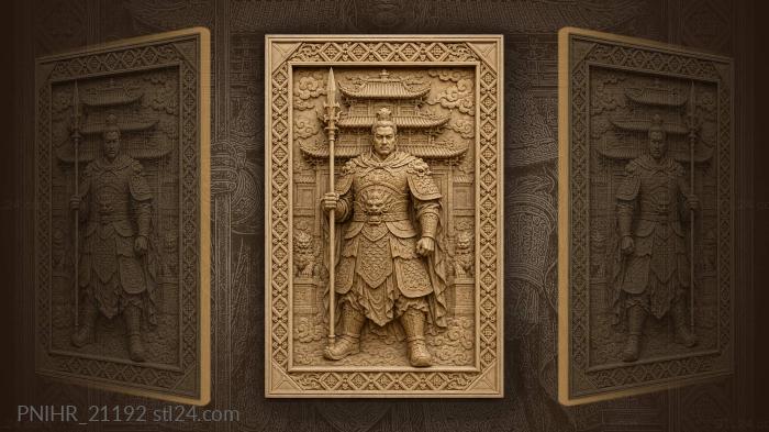 Warrior before a tiered gatehouse 3d STL model