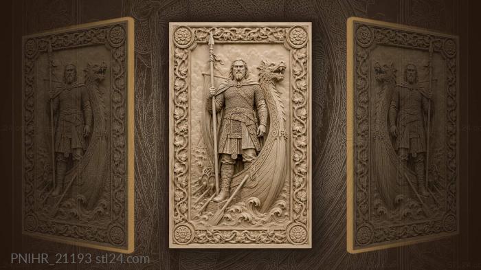 Viking with a spear aboard the longship 3d STL model