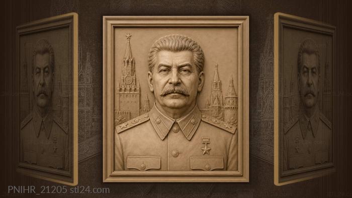 Stalin with kremlin towers backdrop 3d STL model