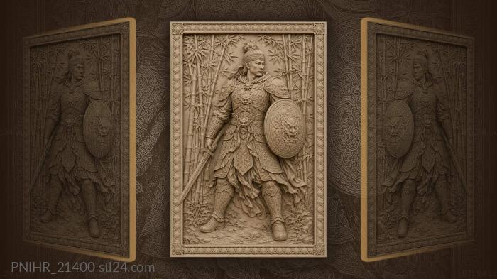 Swordsman before a bamboo grove 3d STL model