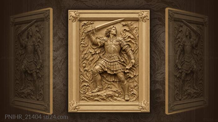 Armored fighter lifting sword skyward 3d STL model