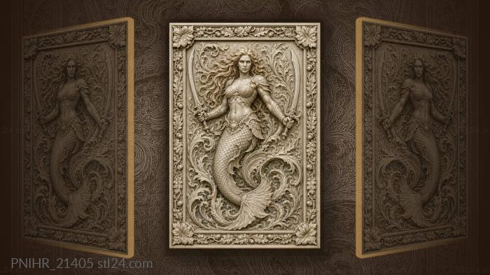Warrior mermaid with curved swords 3d STL model