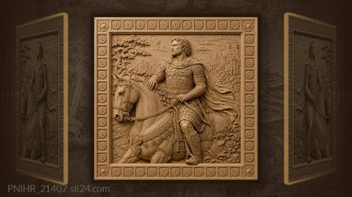 Rider resting a hand on the horse neck 3d STL model