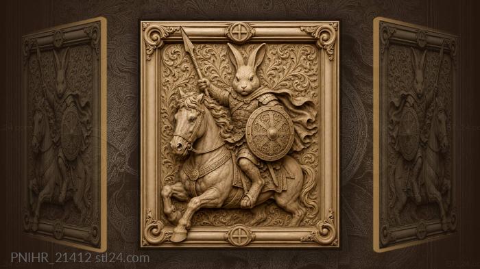Armored rabbit knight on horseback 3d STL model