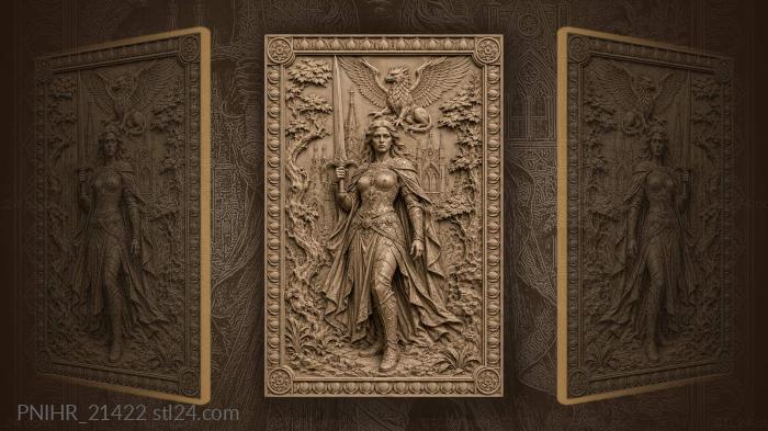 Warrior woman with winged protector 3d STL model