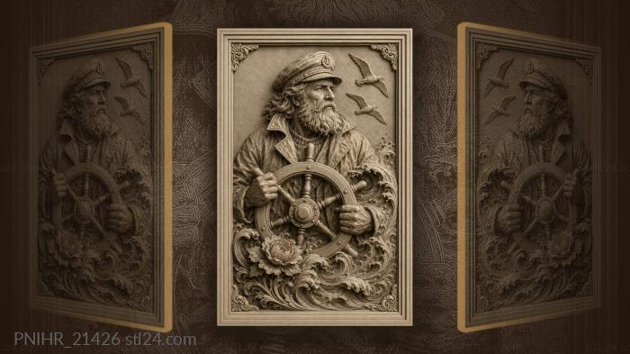 Flower in the wave near two birds 3d STL model